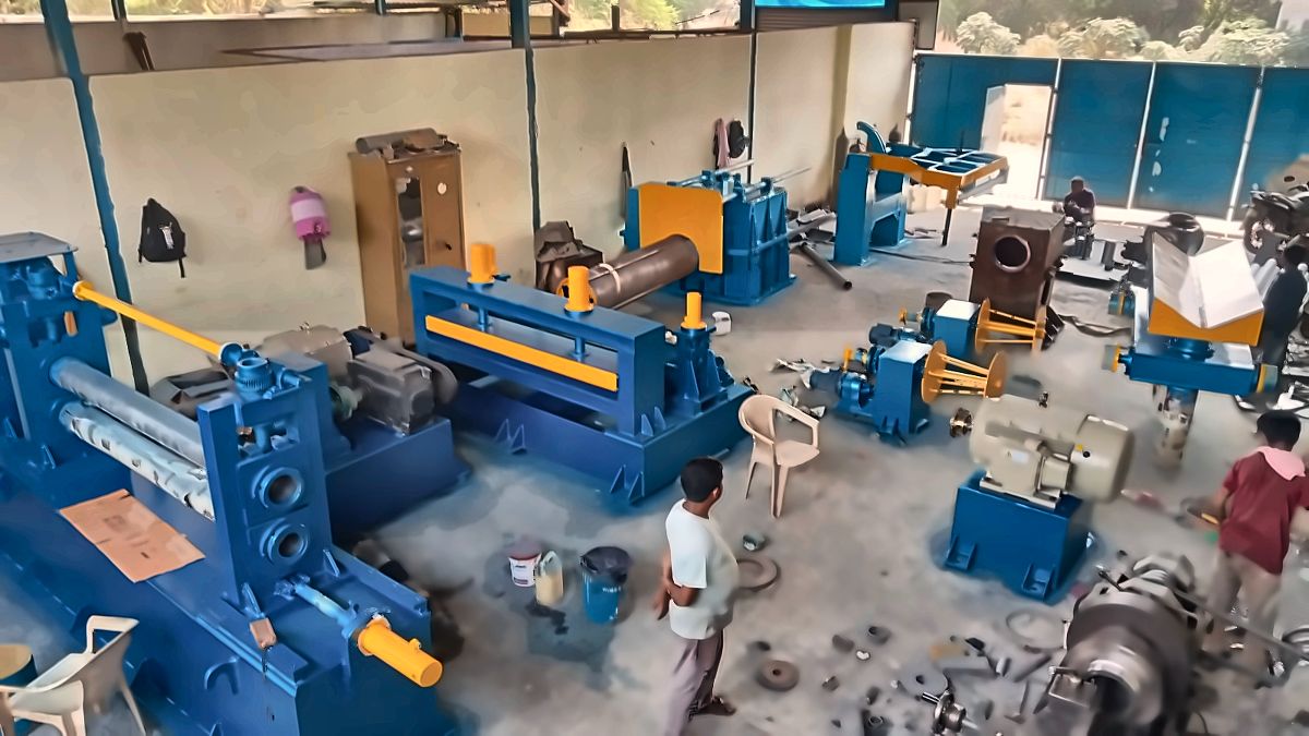 Workshop floor during machine assembly