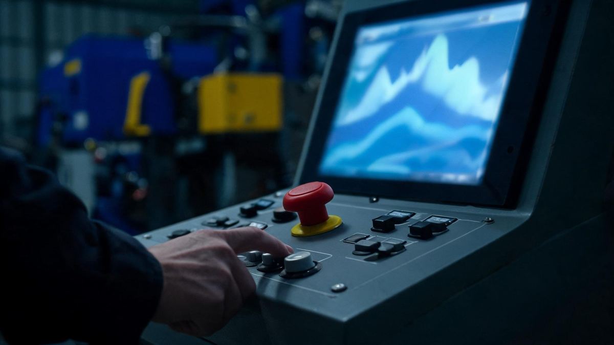 Operator commissioning a coil processing line at the control console