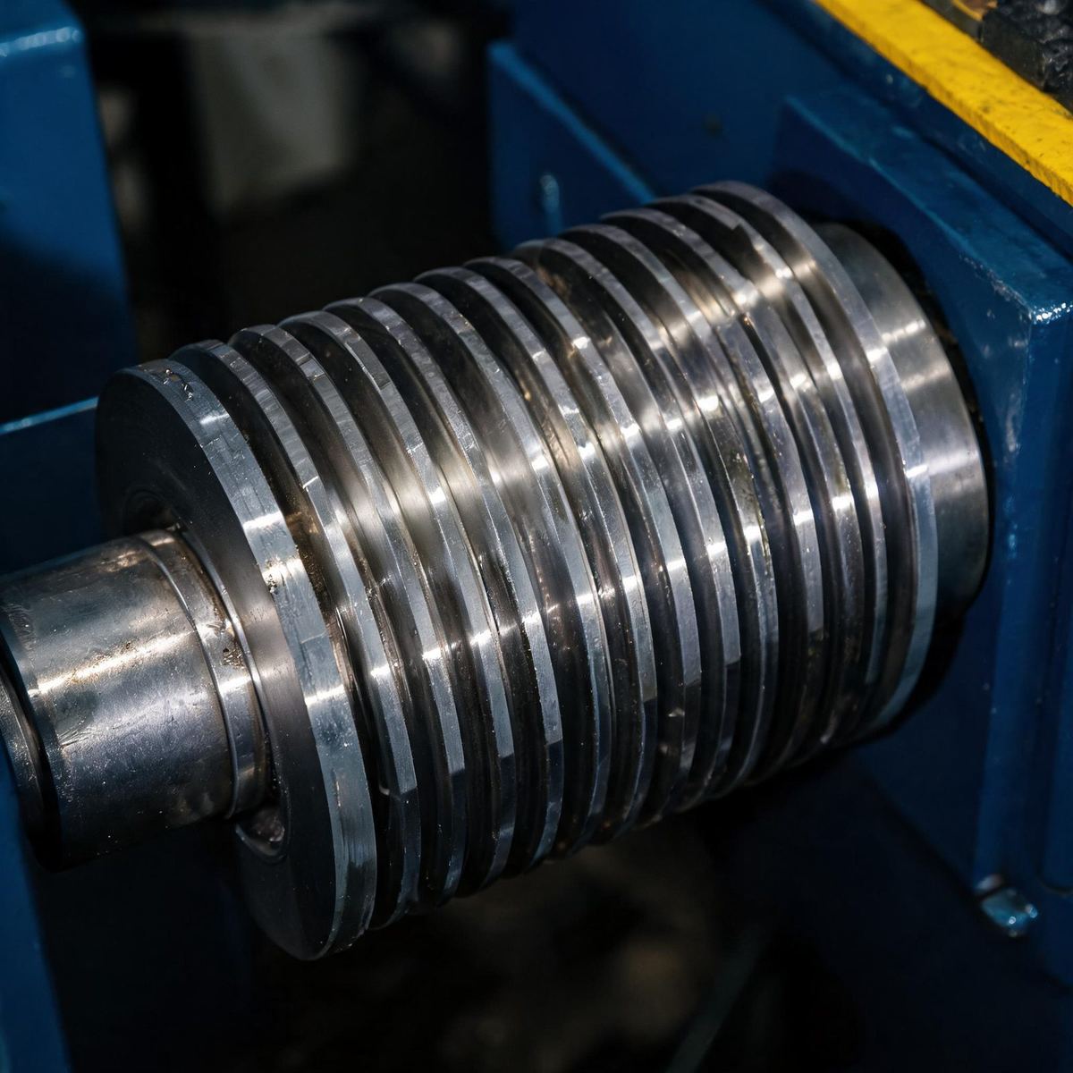 Slitting knives on a hardened arbor during re-setting and knife replacement
