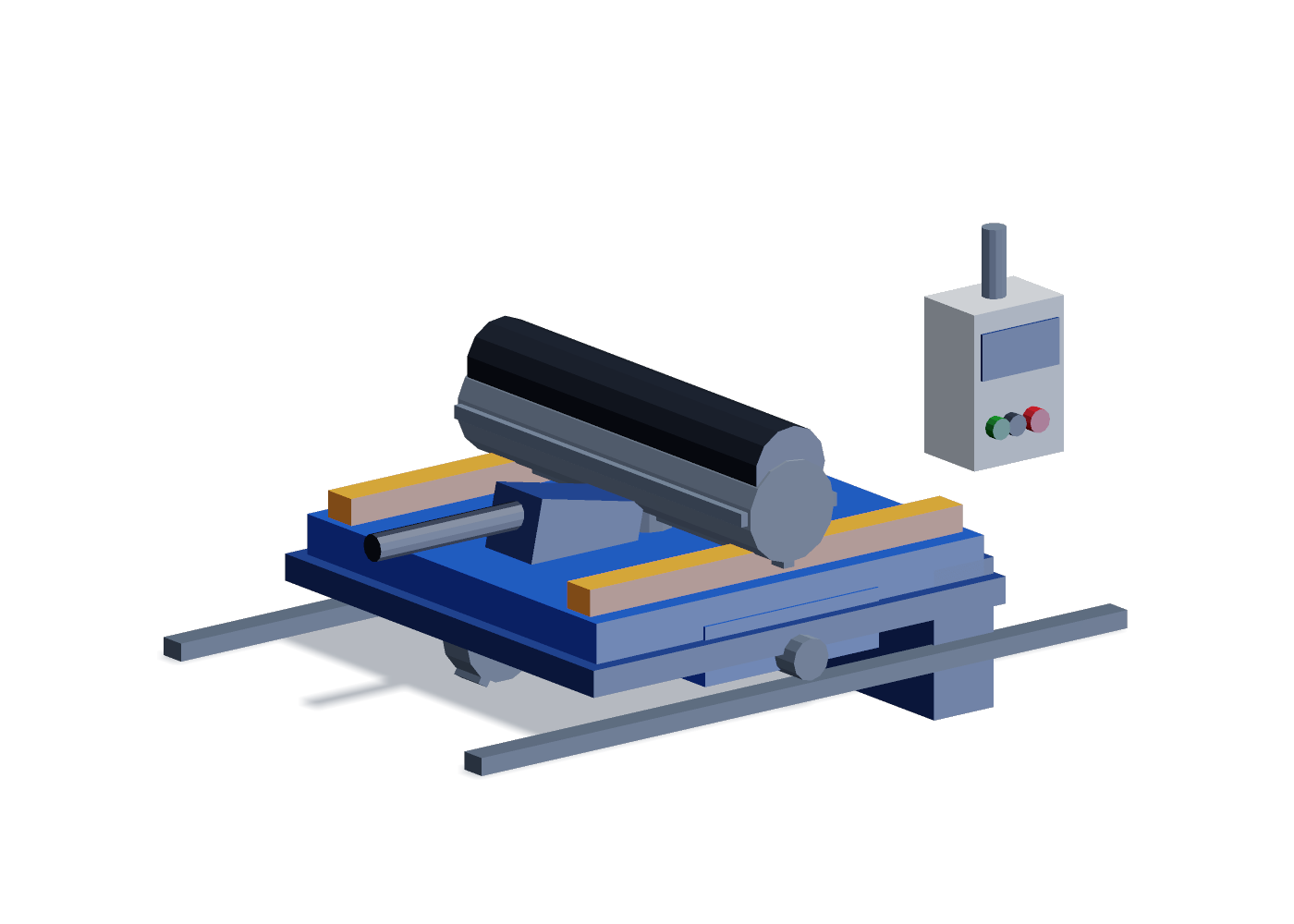 Coil car — hydraulic lift carriage that loads the coil onto the mandrel